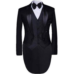 Men's Tailcoat Formal Slim Fit 3-Piece Suit Dinner Jacket